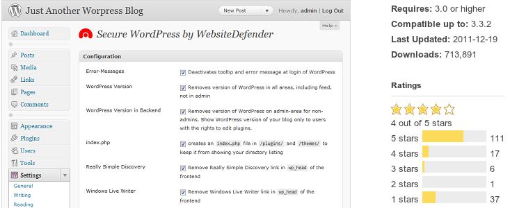 Go to Since before release 0.8.4 of a WordPress Plugin called secure-wordpress...